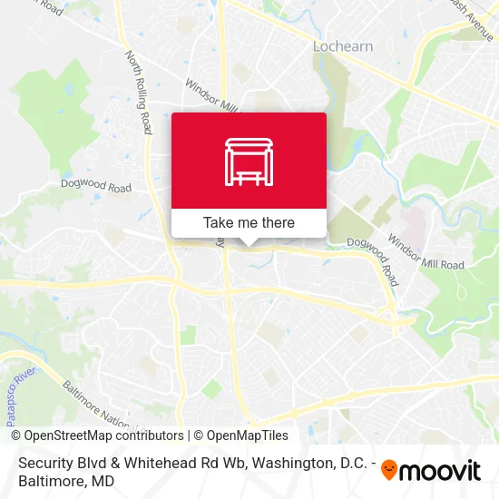 Security Blvd & Whitehead Rd Wb map