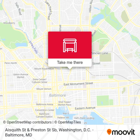 Aisquith St & Preston St Sb map
