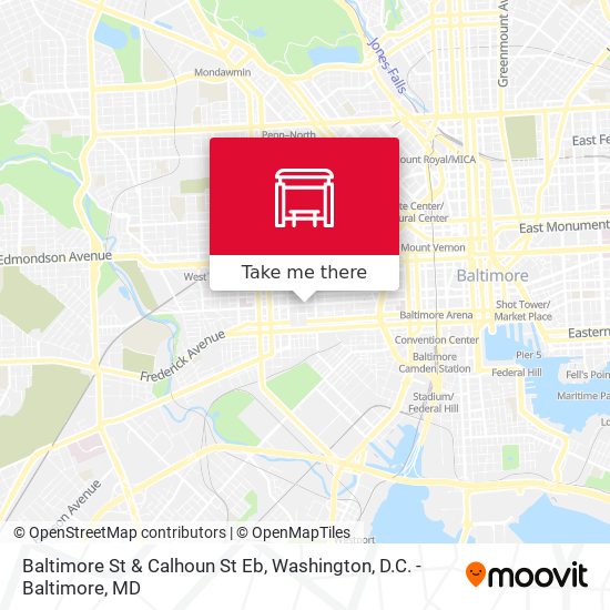 Baltimore St & Calhoun St Eb map