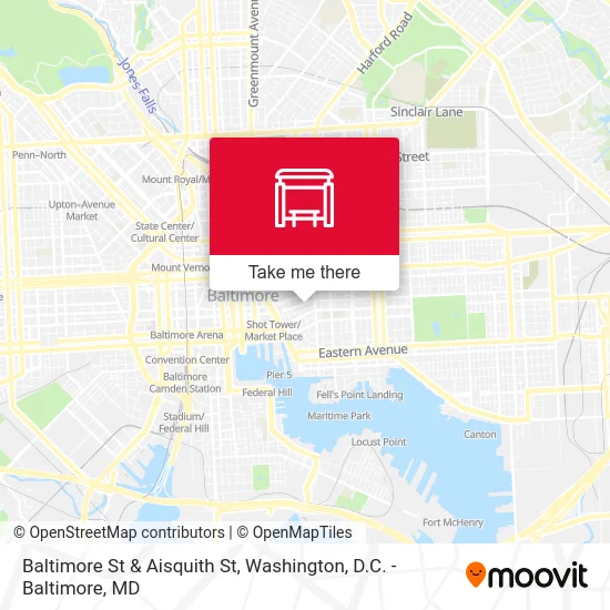 Baltimore St & Aisquith St map