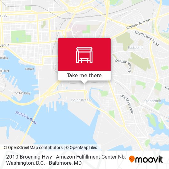 2010 Broening Hwy - Amazon Fulfillment Center Nb map