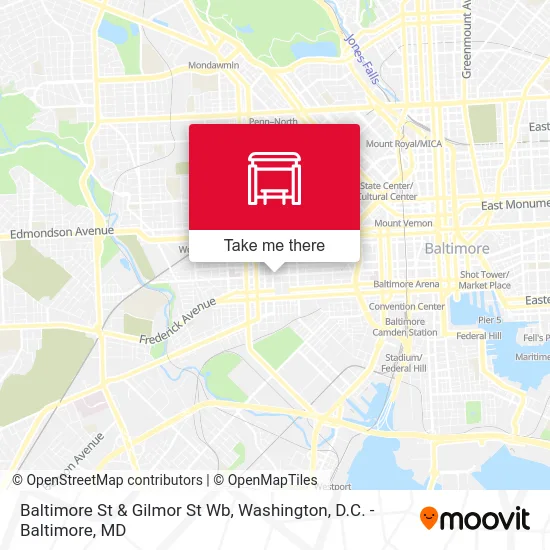 Baltimore St & Gilmor St Wb map