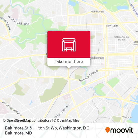 Baltimore St & Hilton St Wb map