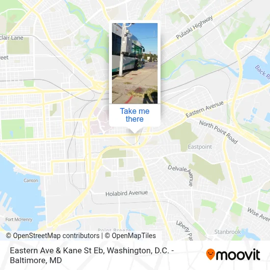 Eastern Ave & Kane St Eb map