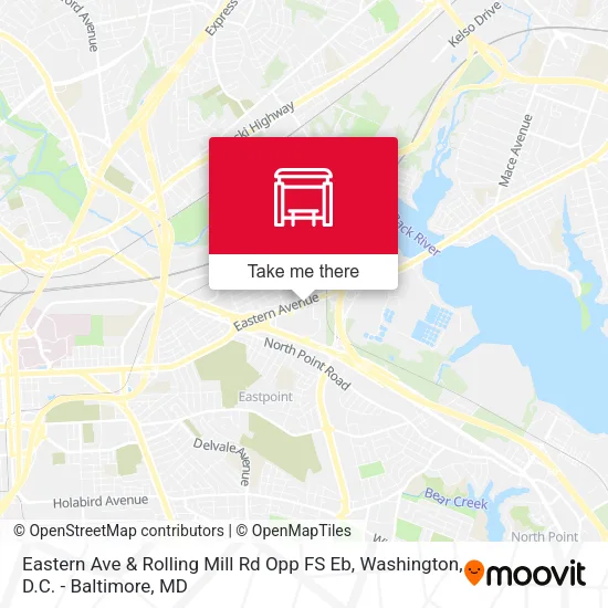 Eastern Ave & Rolling Mill Rd Opp FS Eb map