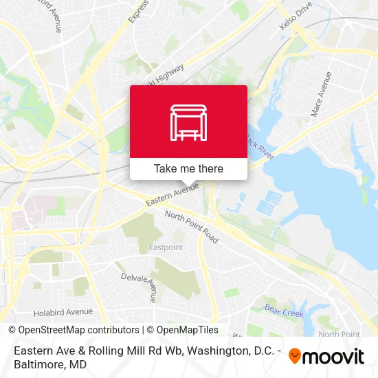 Eastern Ave & Rolling Mill Rd Wb map