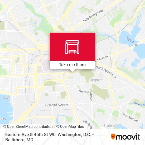 Eastern Ave & 45th St Wb map