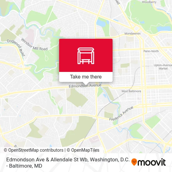 Edmondson Ave & Allendale St Wb map