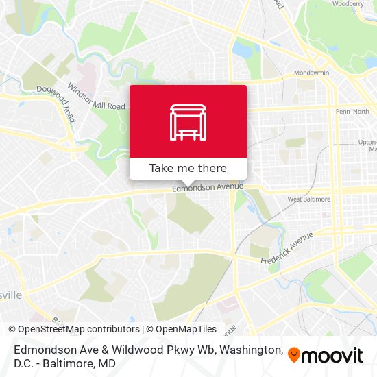 Edmondson Ave & Wildwood Pkwy Wb map