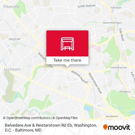 Belvedere Ave & Reisterstown Rd Eb map