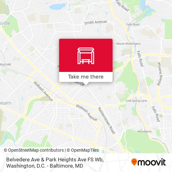 Belvedere Ave & Park Heights Ave FS Wb map