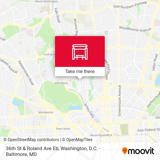 36th St & Roland Ave Eb map