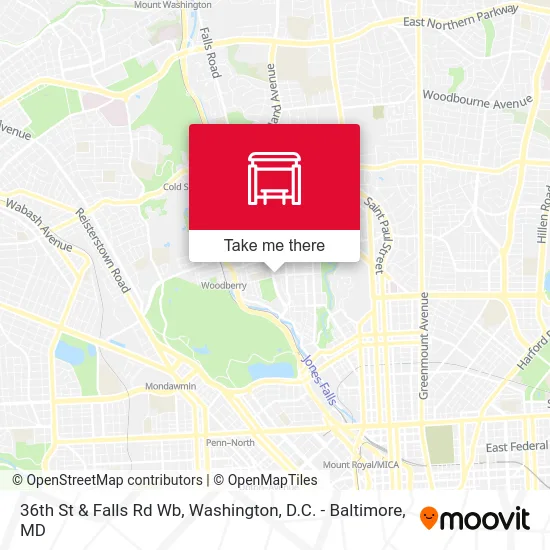 36th St & Falls Rd Wb map