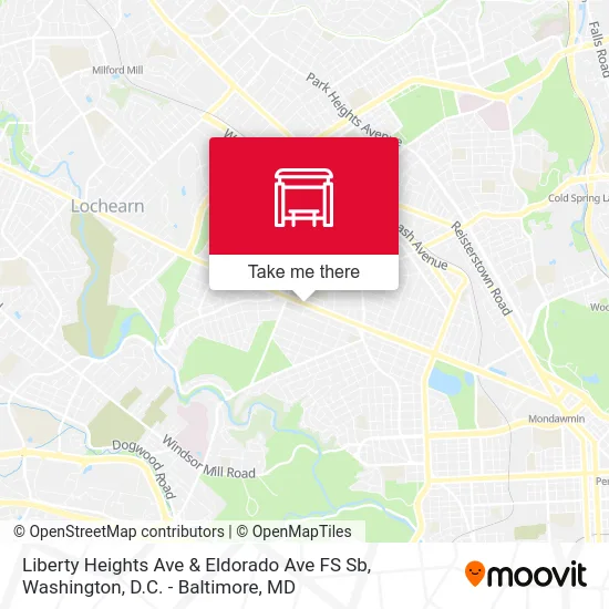 Liberty Heights Ave & Eldorado Ave FS Sb map