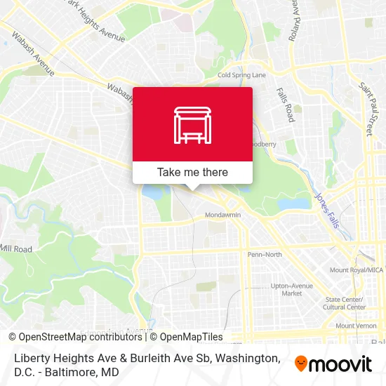 Liberty Heights Ave & Burleith Ave Sb map