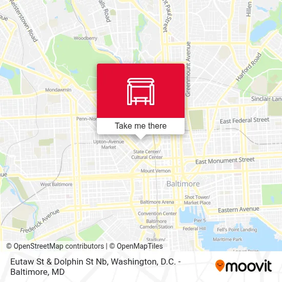 Eutaw St & Dolphin St Nb map