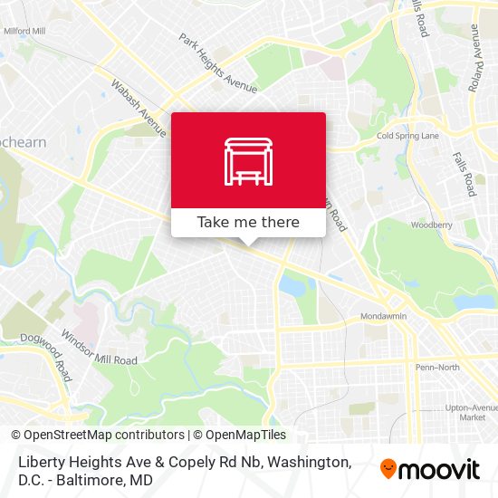 Liberty Heights Ave & Copely Rd Nb map