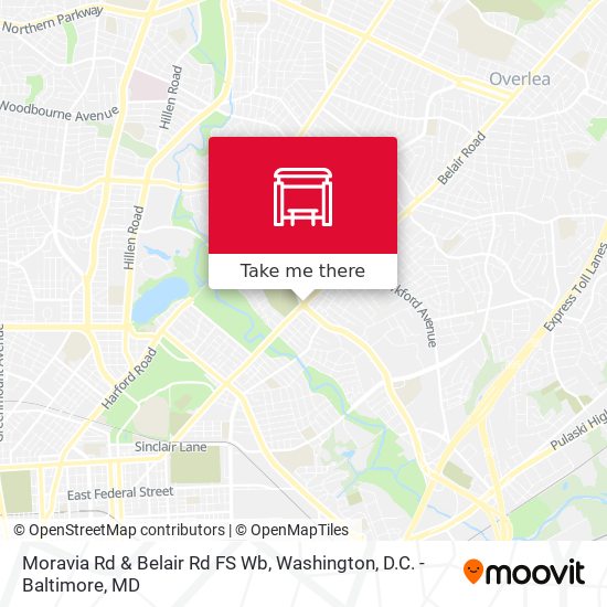 Moravia Rd & Belair Rd FS Wb map