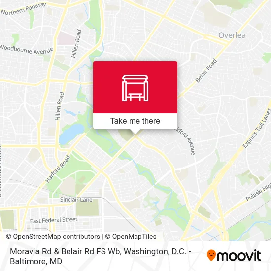 Moravia Rd & Belair Rd FS Wb map