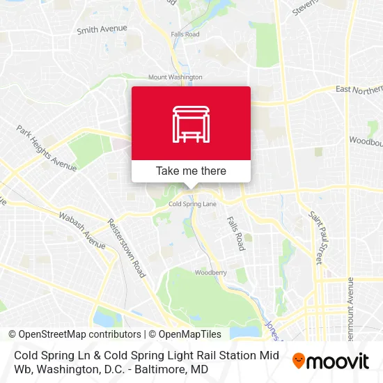 Mapa de Cold Spring Ln & Cold Spring Light Rail Station Mid Wb