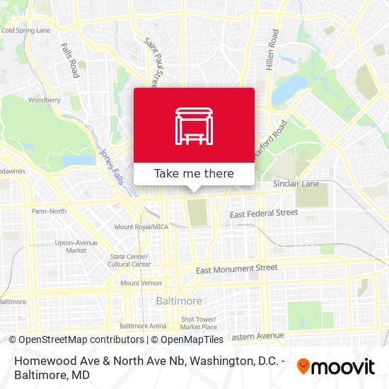 Homewood Ave & North Ave Nb map