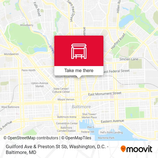 Guilford Ave & Preston St Sb map