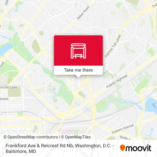 Frankford Ave & Relcrest Rd Nb map