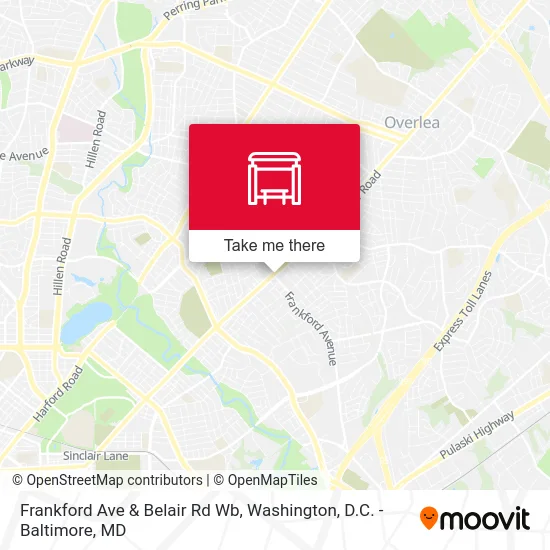 Frankford Ave & Belair Rd Wb map