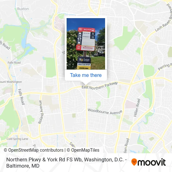 Northern Pkwy & York Rd FS Wb map