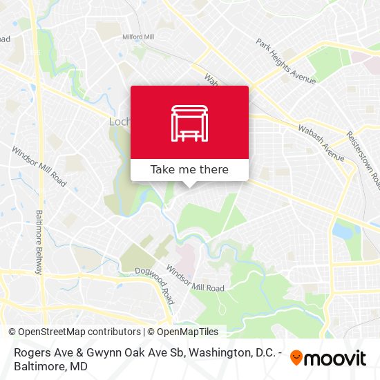 Rogers Ave & Gwynn Oak Ave Sb map