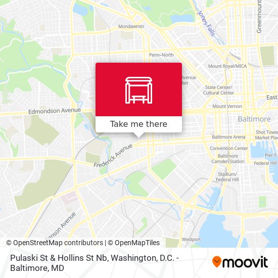 Pulaski St & Hollins St Nb map