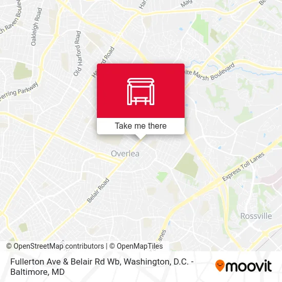 Fullerton Ave & Belair Rd Wb map