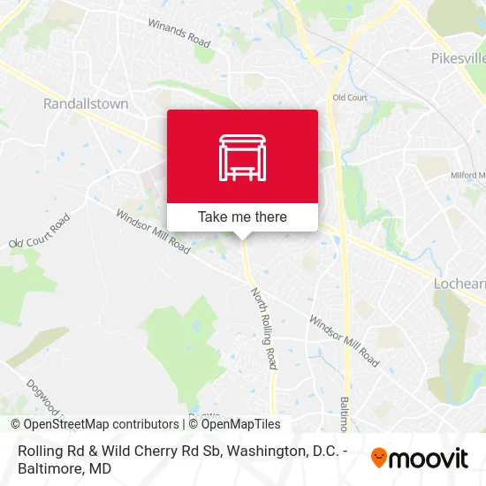 Rolling Rd & Wild Cherry Rd Sb map