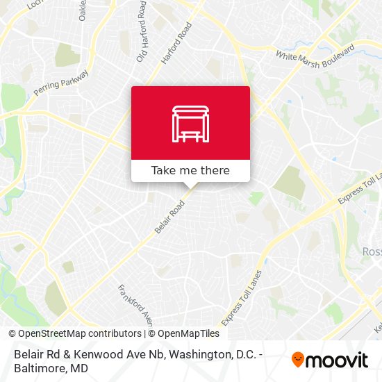 Belair Rd & Kenwood Ave Nb map