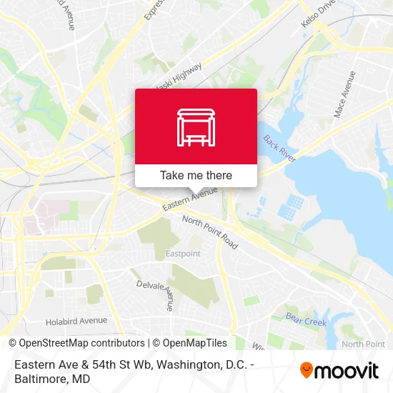 Eastern Ave & 54th St Wb map