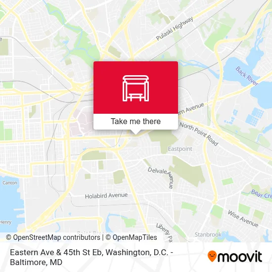 Eastern Ave & 45th St Eb map