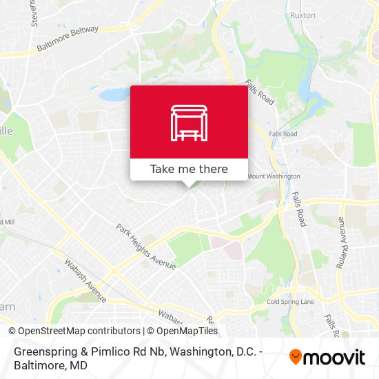 Greenspring & Pimlico Rd Nb map