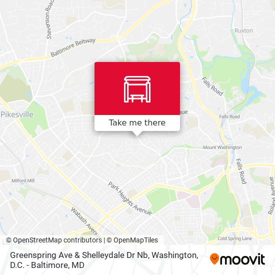 Greenspring Ave & Shelleydale Dr Nb map