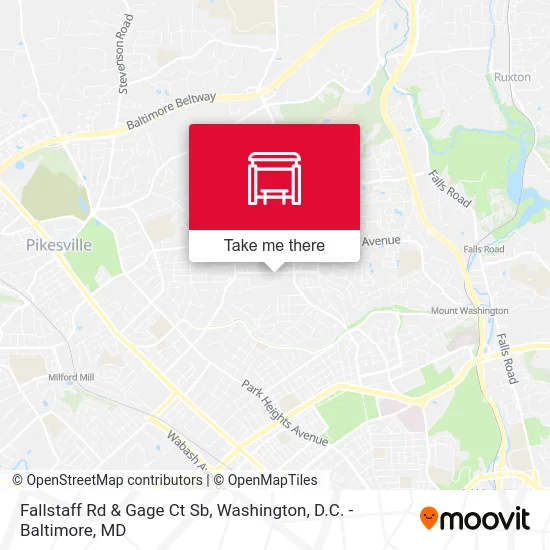 Fallstaff Rd & Gage Ct Sb map