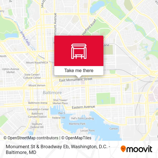Monument St & Broadway Eb map