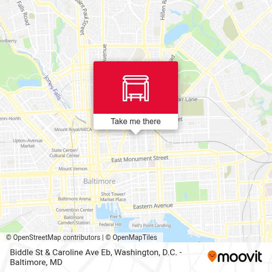 Biddle St & Caroline Ave Eb map
