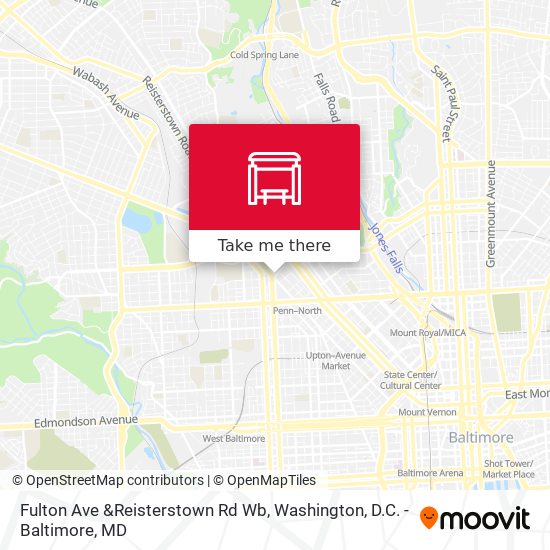 Fulton Ave &Reisterstown Rd Wb map