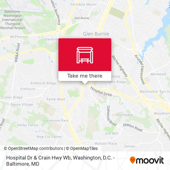 Hospital Dr & Crain Hwy Wb map
