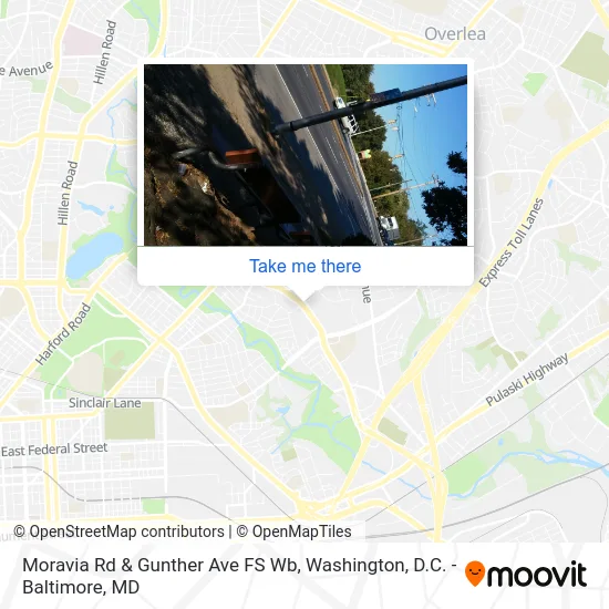 Moravia Rd & Gunther Ave FS Wb map