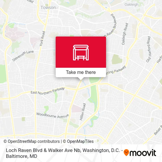 Loch Raven Blvd & Walker Ave Nb map