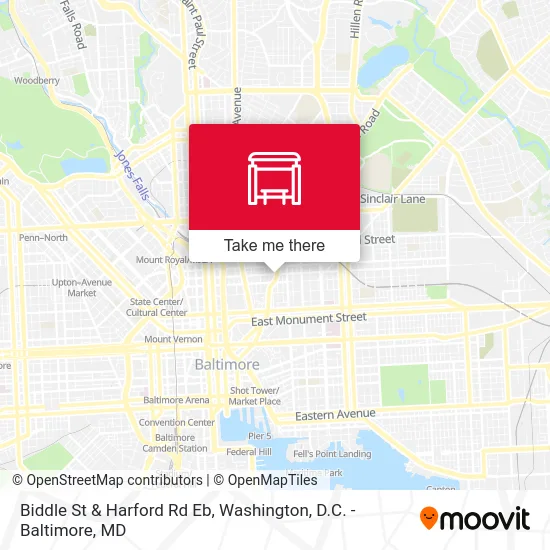 Biddle St & Harford Rd Eb map