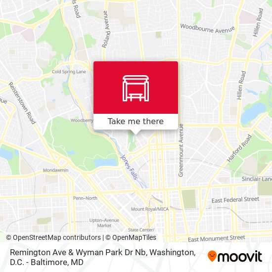 Remington Ave & Wyman Park Dr Nb map