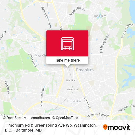 Timonium Rd & Greenspring Ave Wb map