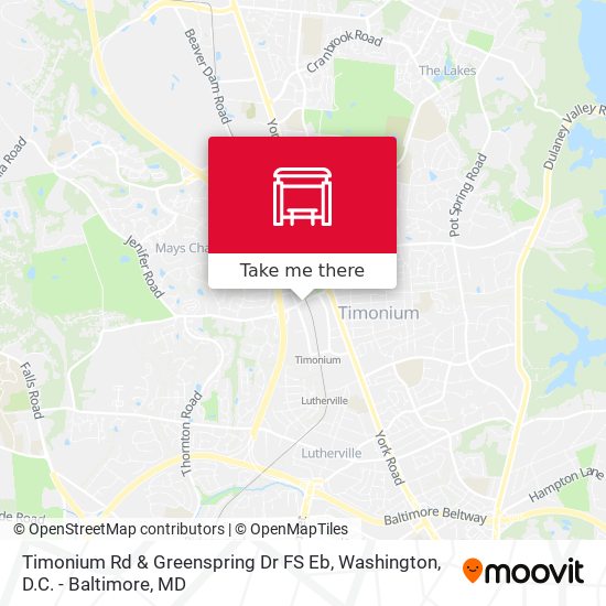 Timonium Rd & Greenspring Dr FS Eb map