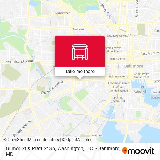 Gilmor St & Pratt St Sb map